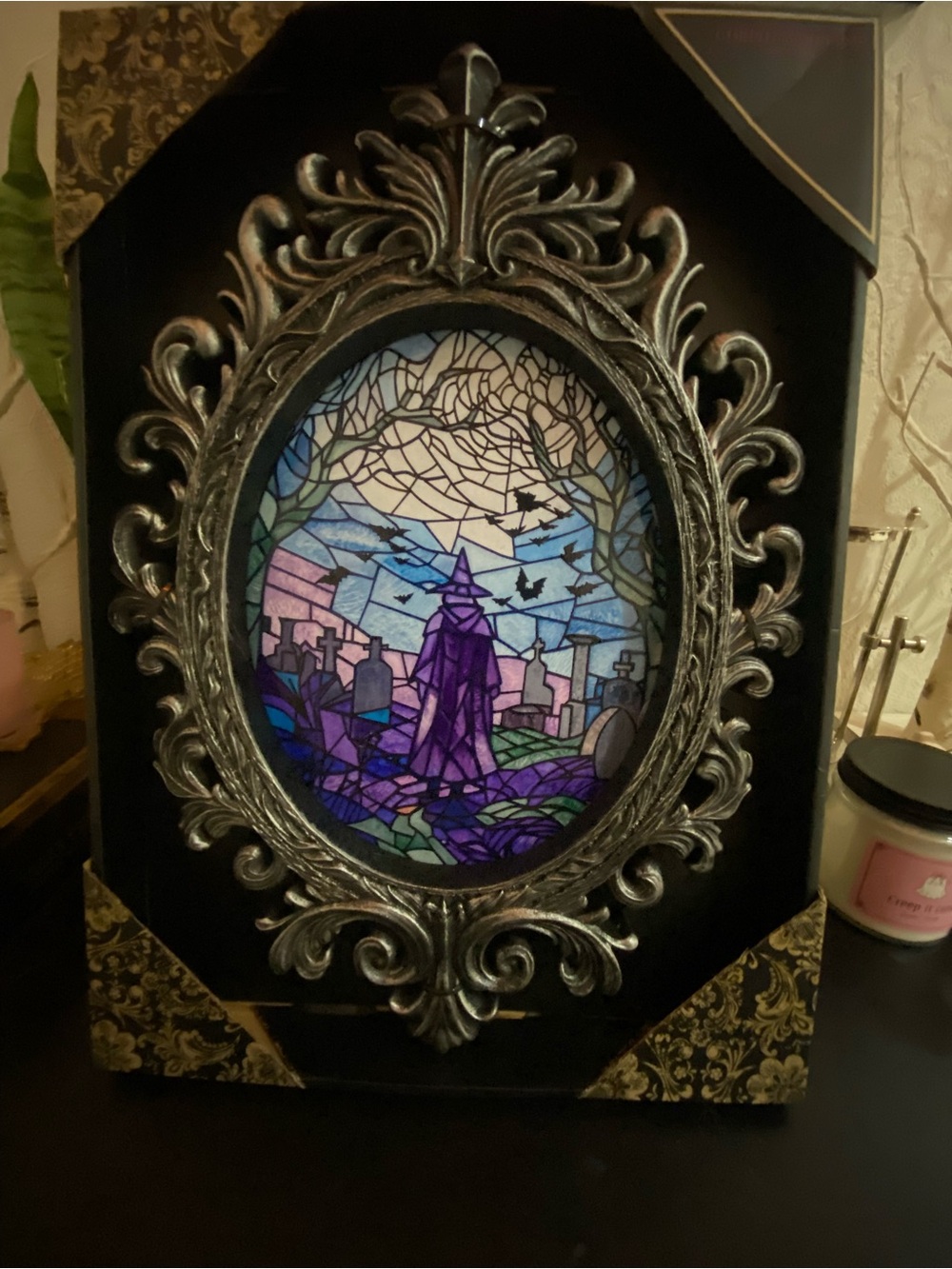 Stained-Glass Style Witch Tower Wall Art - Decorative Home Accent